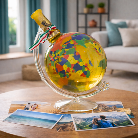 Wine in a coloured globe-shaped bottle – large (0.75 L)
