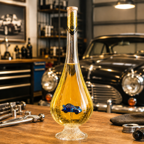Decorative teardrop bottle with Porsche car inside (0.5 L)